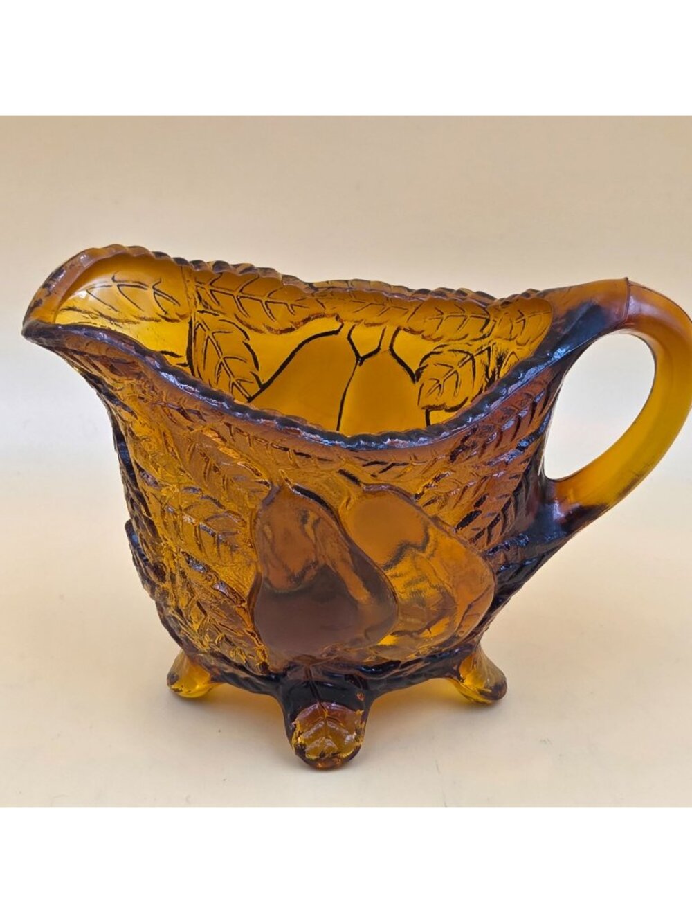 Tiara Sweet Pear Burnt Honey Amber Glass Creamer Indiana Glass Vintage